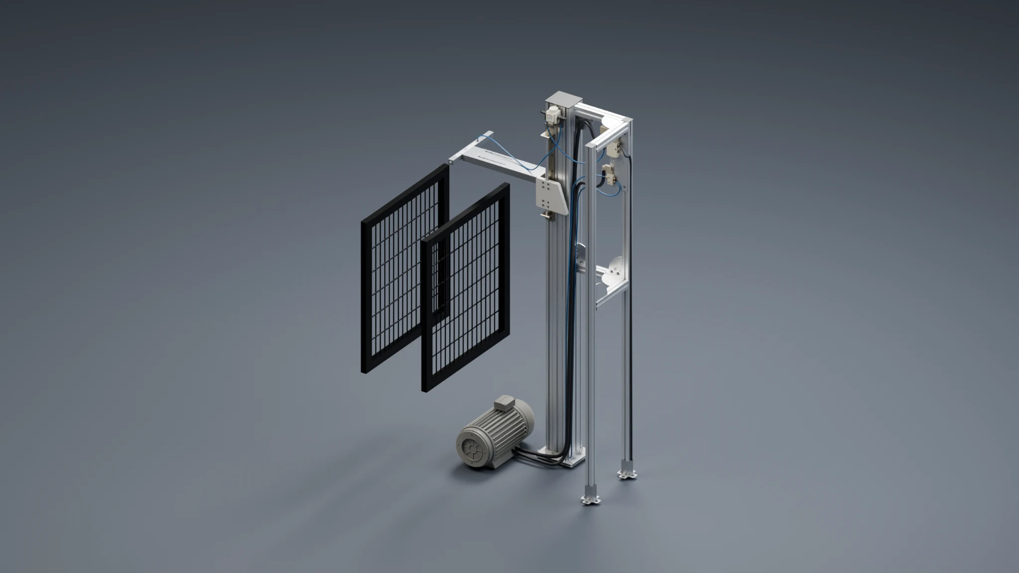 Nitrogen processing station with motor and safety gate