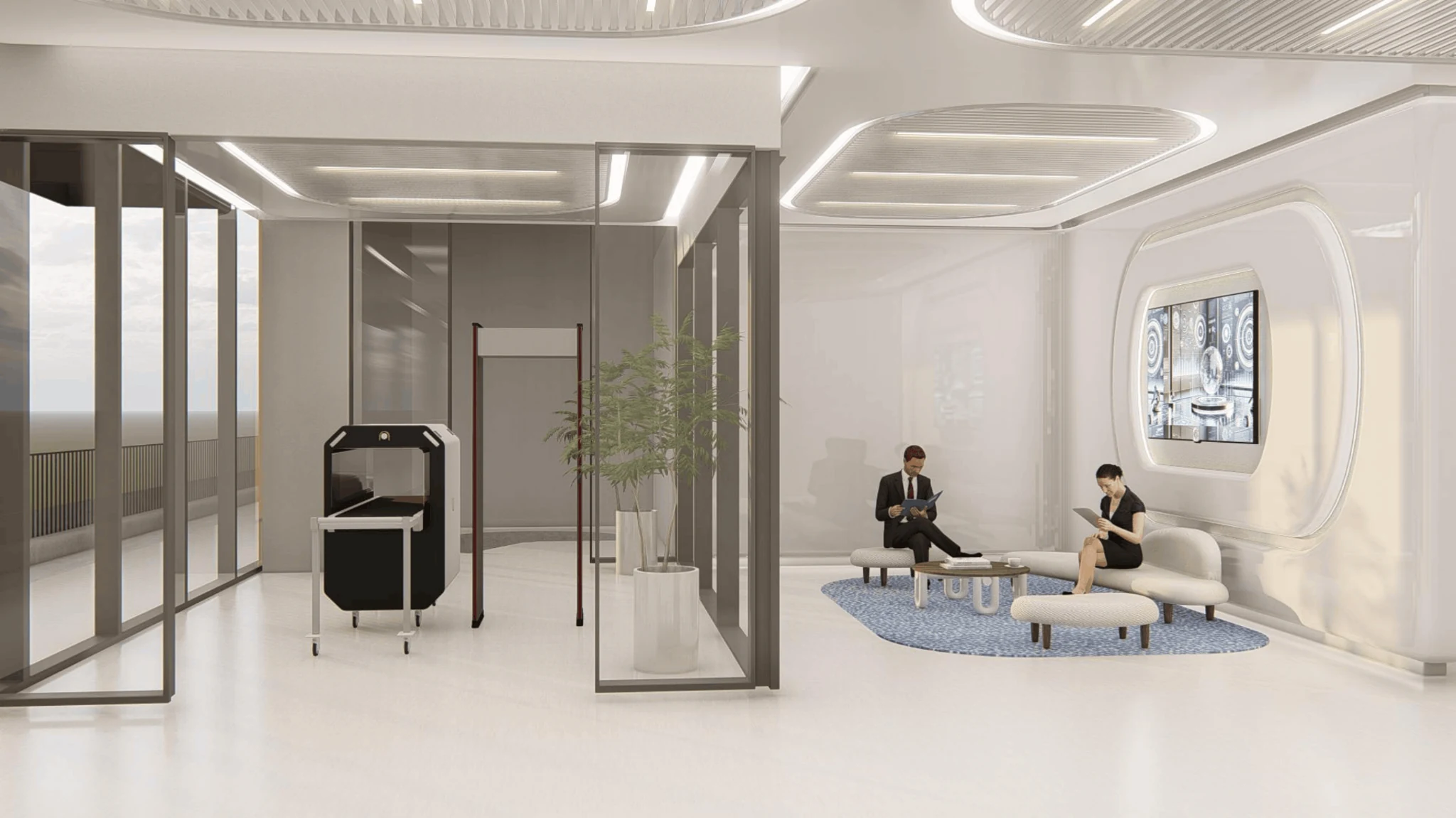 Entry screening / glass partitions and seating
