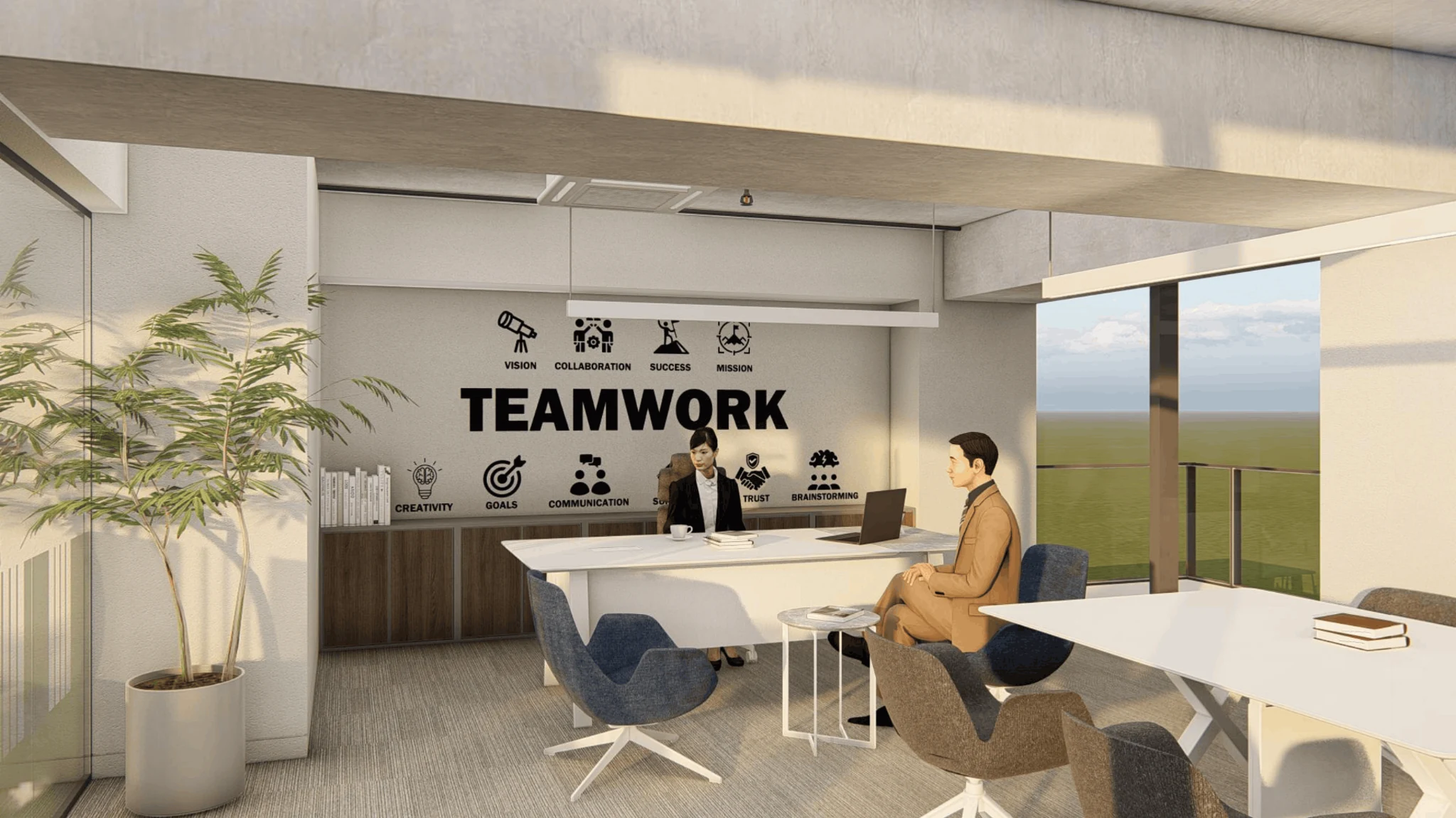 Office meeting area / teamwork graphic