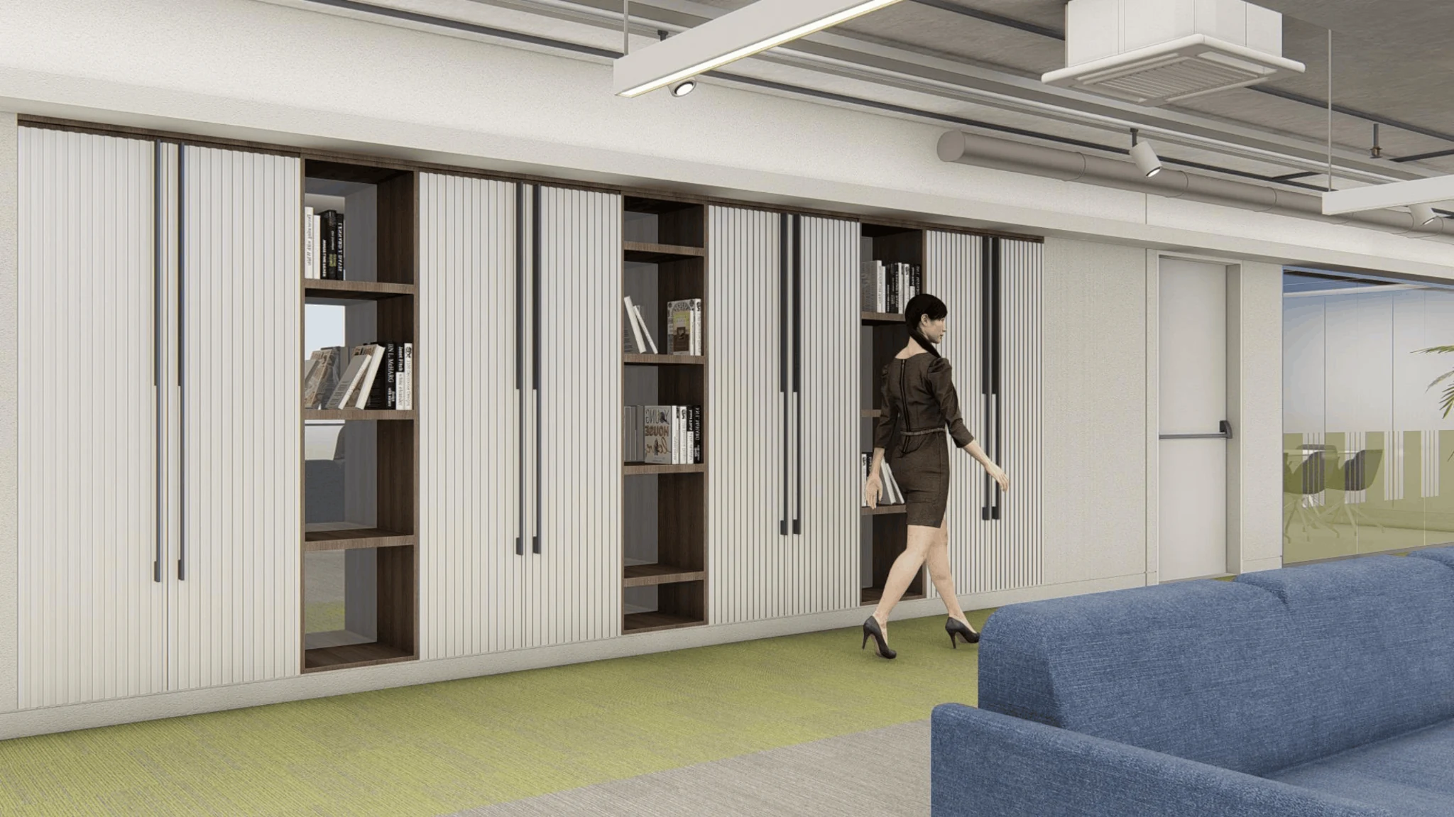 Office storage wall / joinery and furniture detail