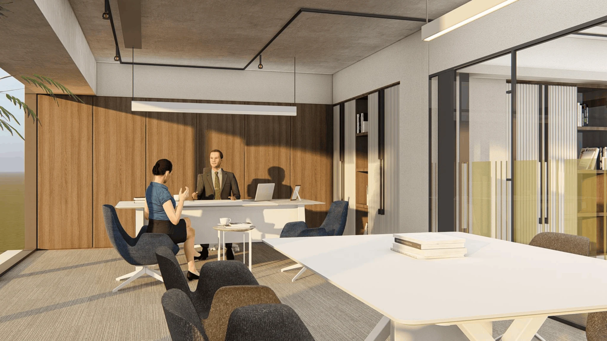 Private office / warm material palette