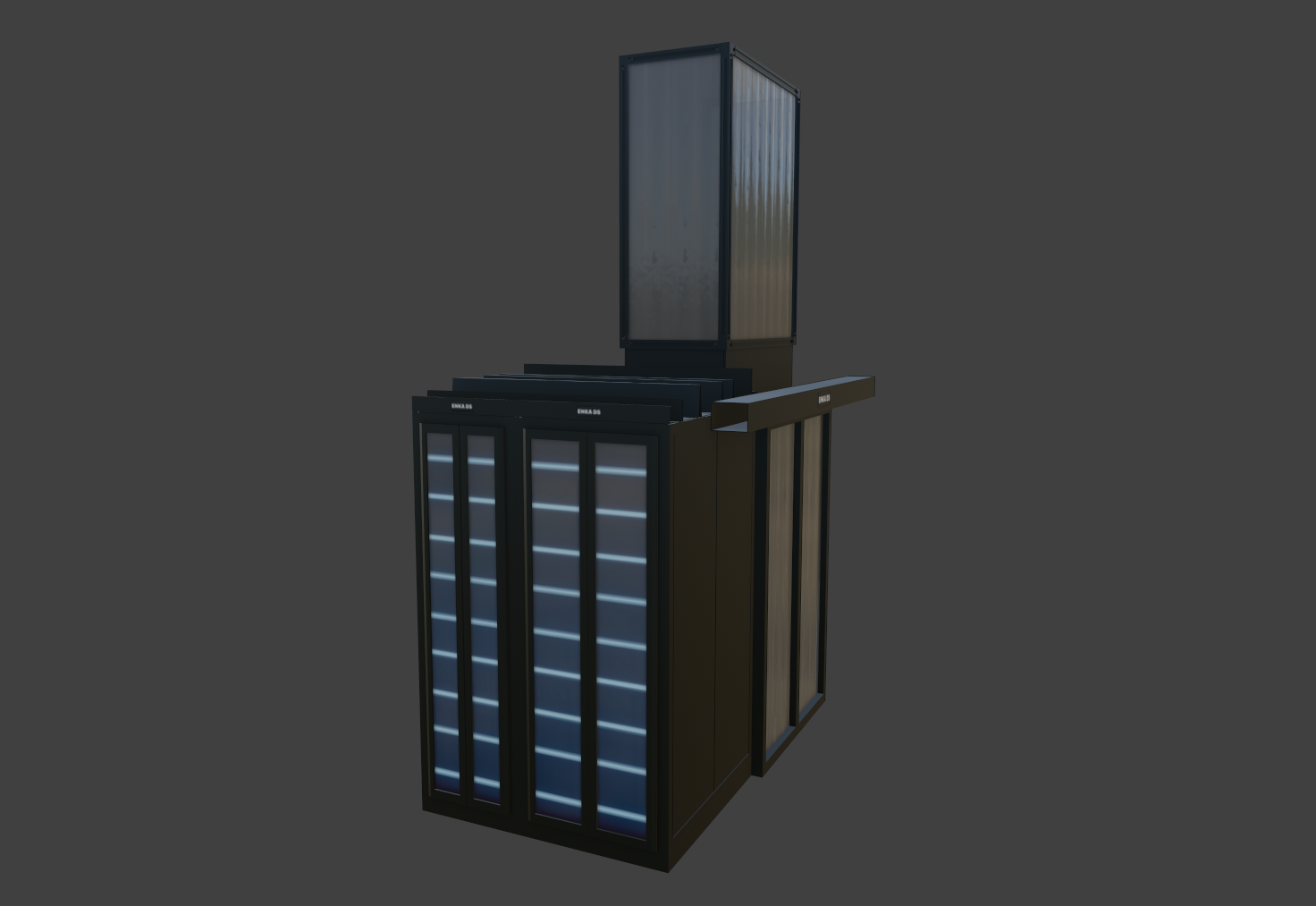 Server cabinet grouping / illuminated internal rack elements