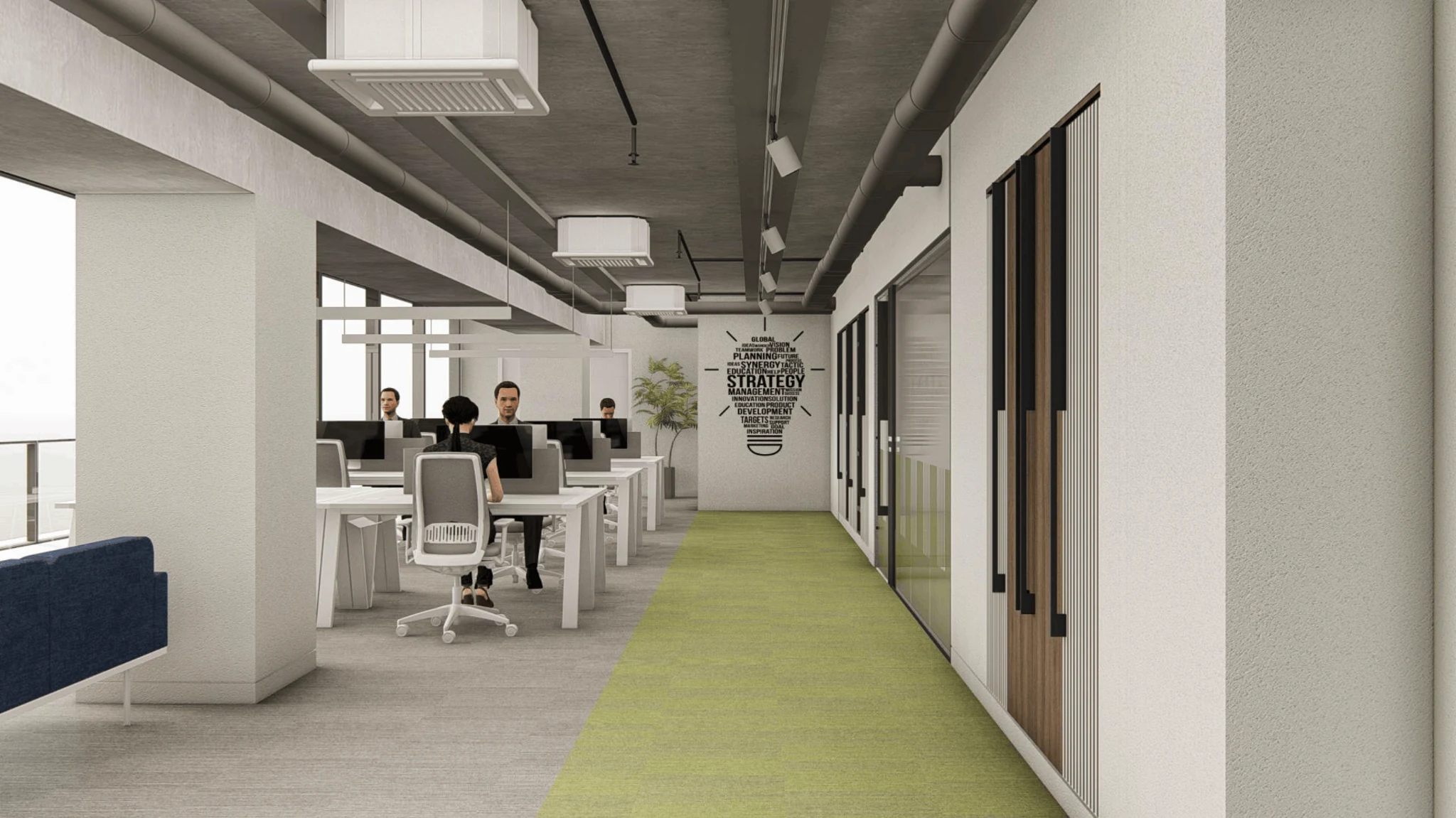 Shared office / corridor and desks