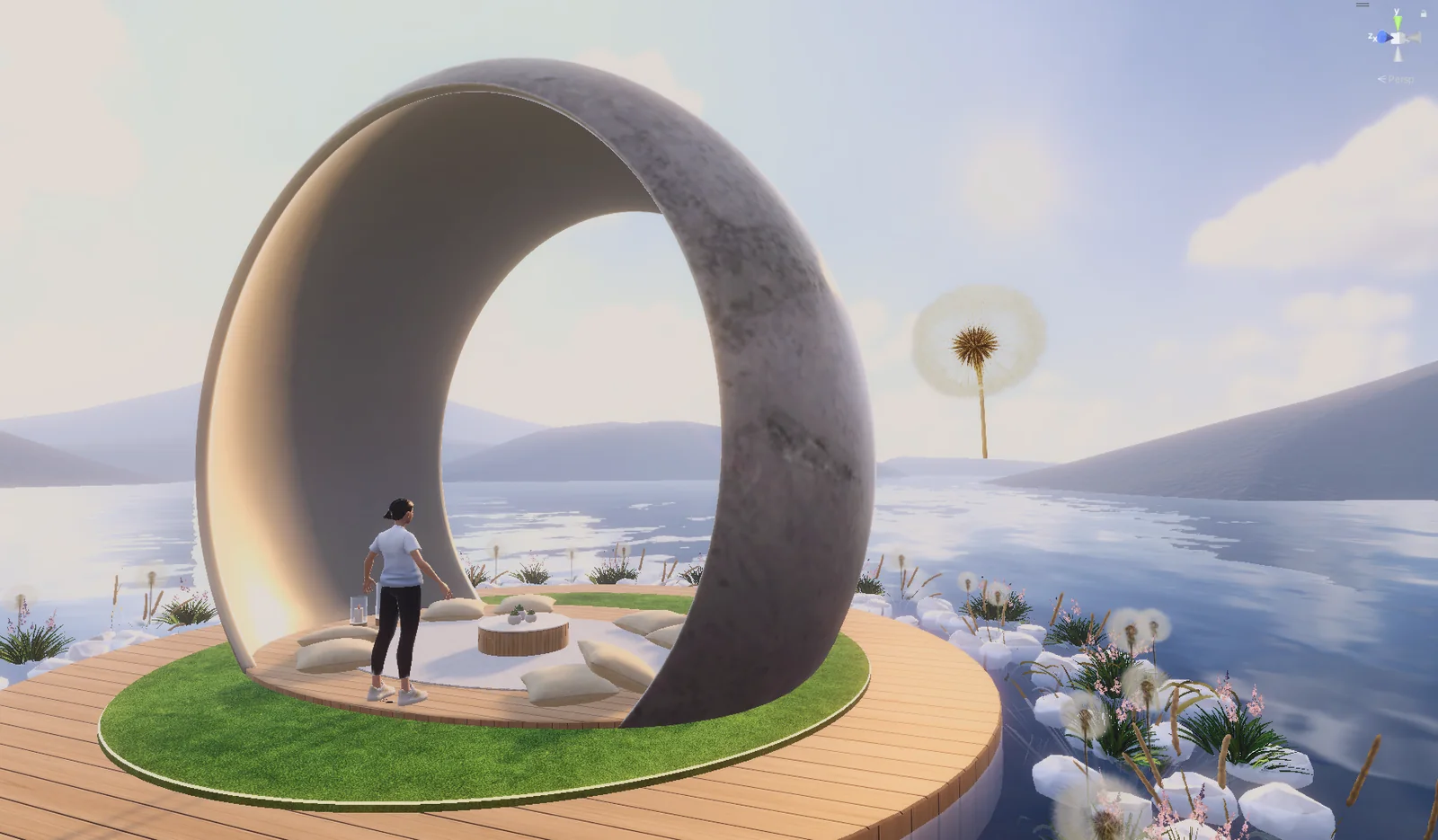 An avatar standing inside the ring pavilion for scale