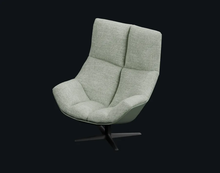 Cova Chair rendered in green linen