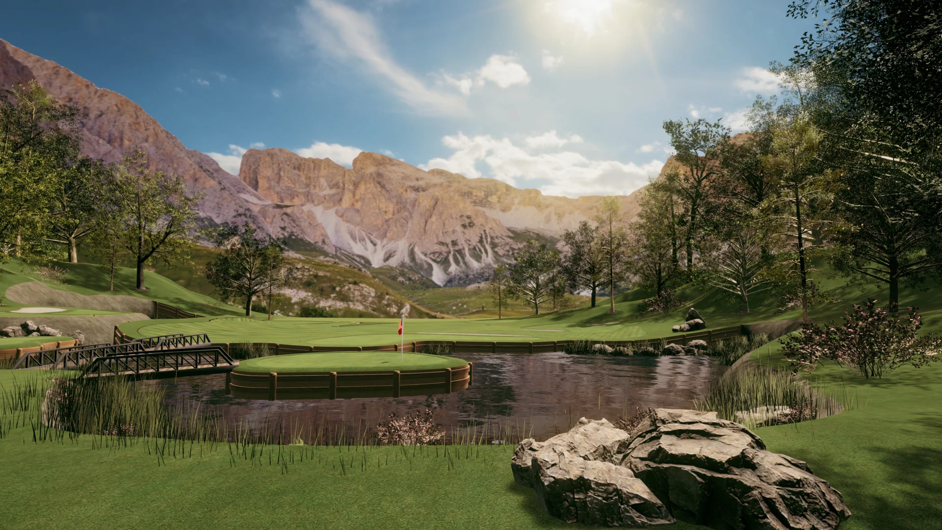 Course landscape and bridge