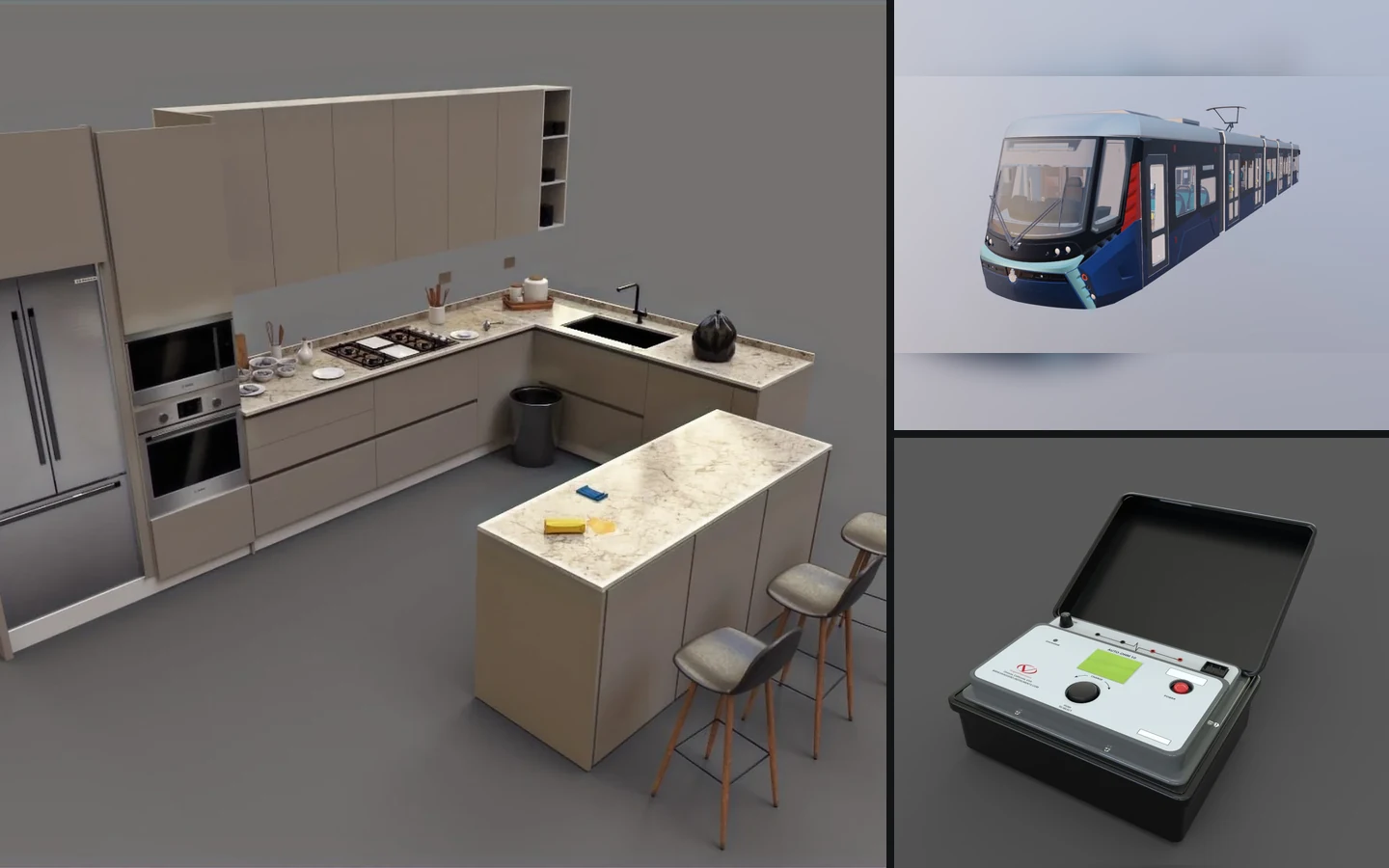Collage of original Bosch, Durmazlar and TEDAŞ VR training environments